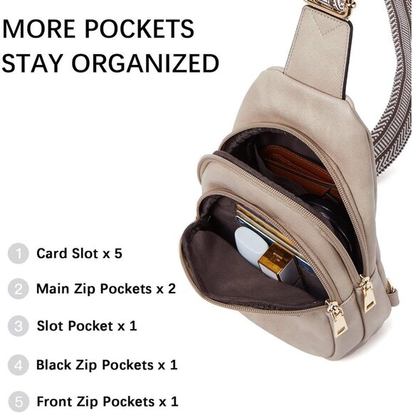 Women Grey Imported PU Leather Small Crossbody Chest Sling Fanny Travel Bag - Picture 5 of 8